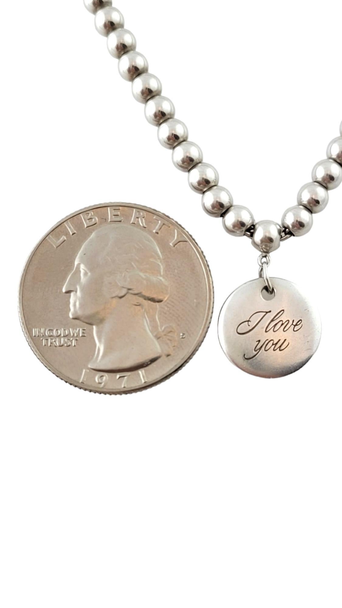 Tiffany & Co. Sterling Silver I Love You Tag Bead Bracelet #17470 In Good Condition In Washington Depot, CT