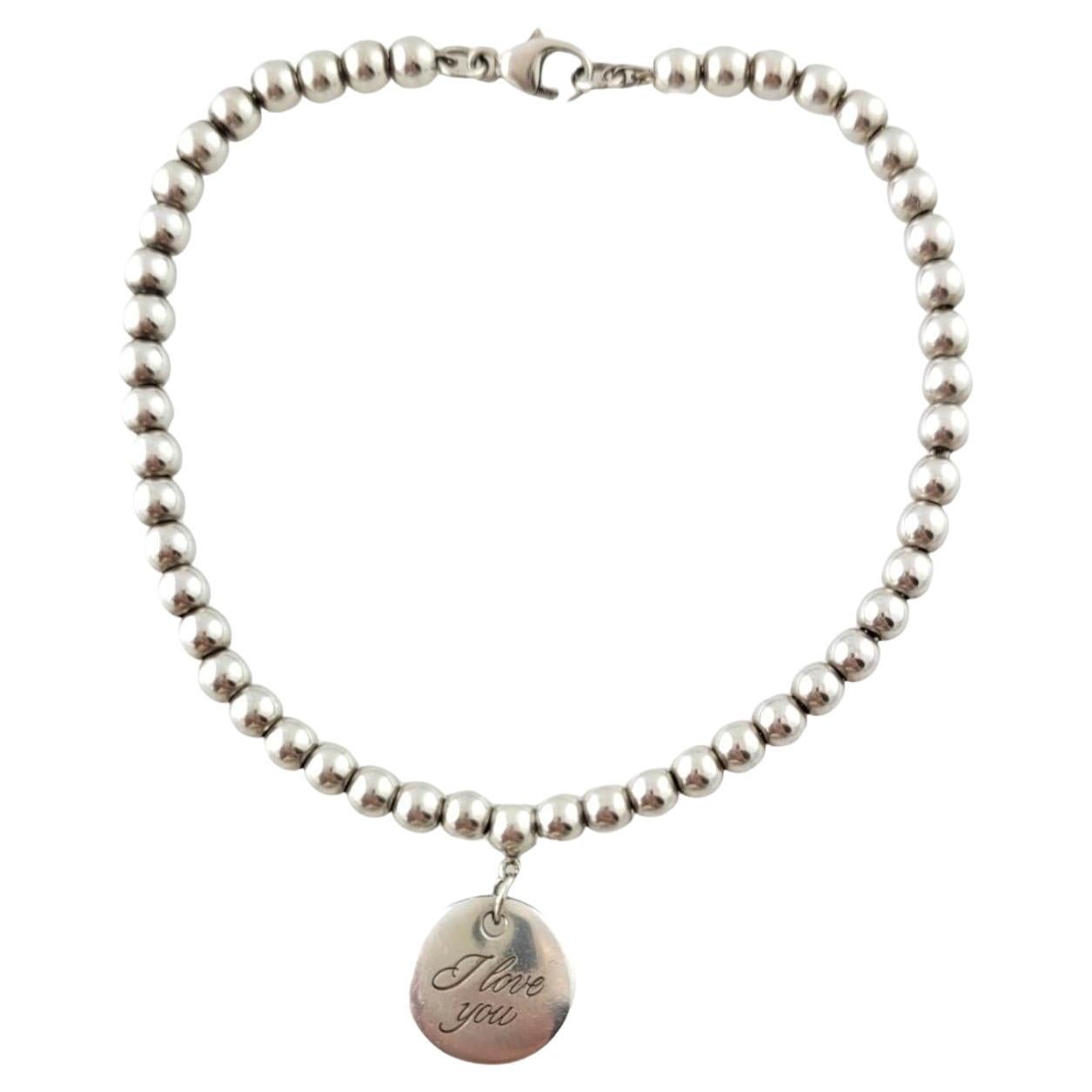 Tiffany & Co. Sterling Silver I Love You Tag Bead Bracelet #17470