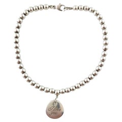 Tiffany & Co. Bracelet en argent sterling « I Love You Tag » avec perles #17470