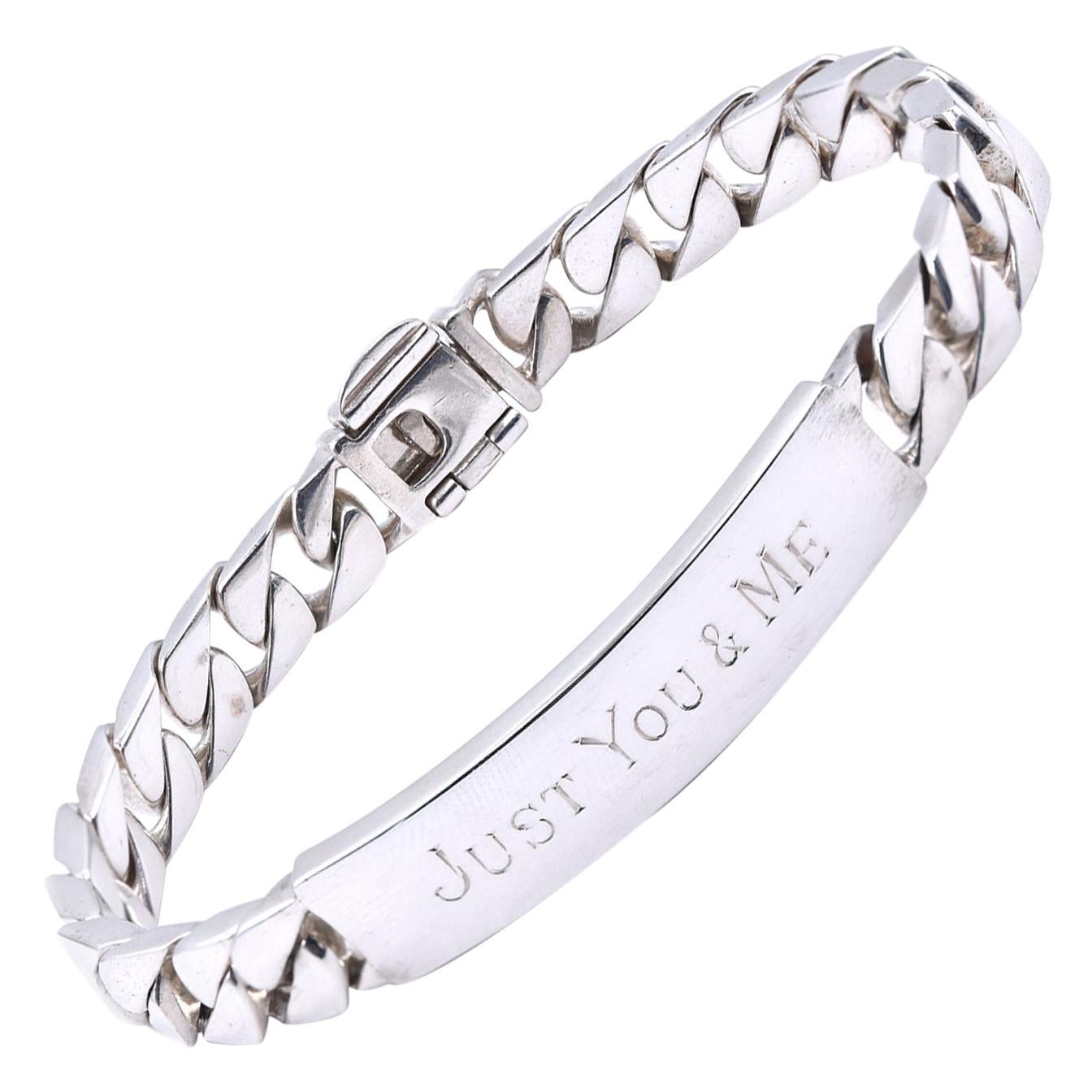 Tiffany & Co. Sterling Silver ID Bracelet Engraved “Just You & Me”