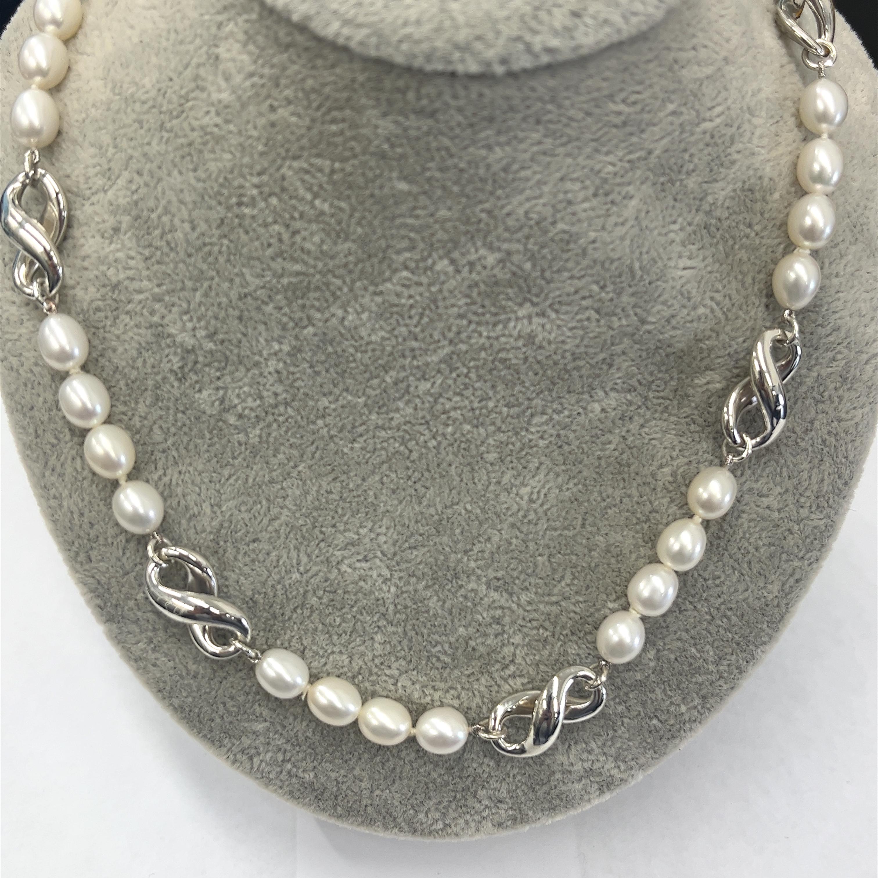 tiffany silver pearl necklace