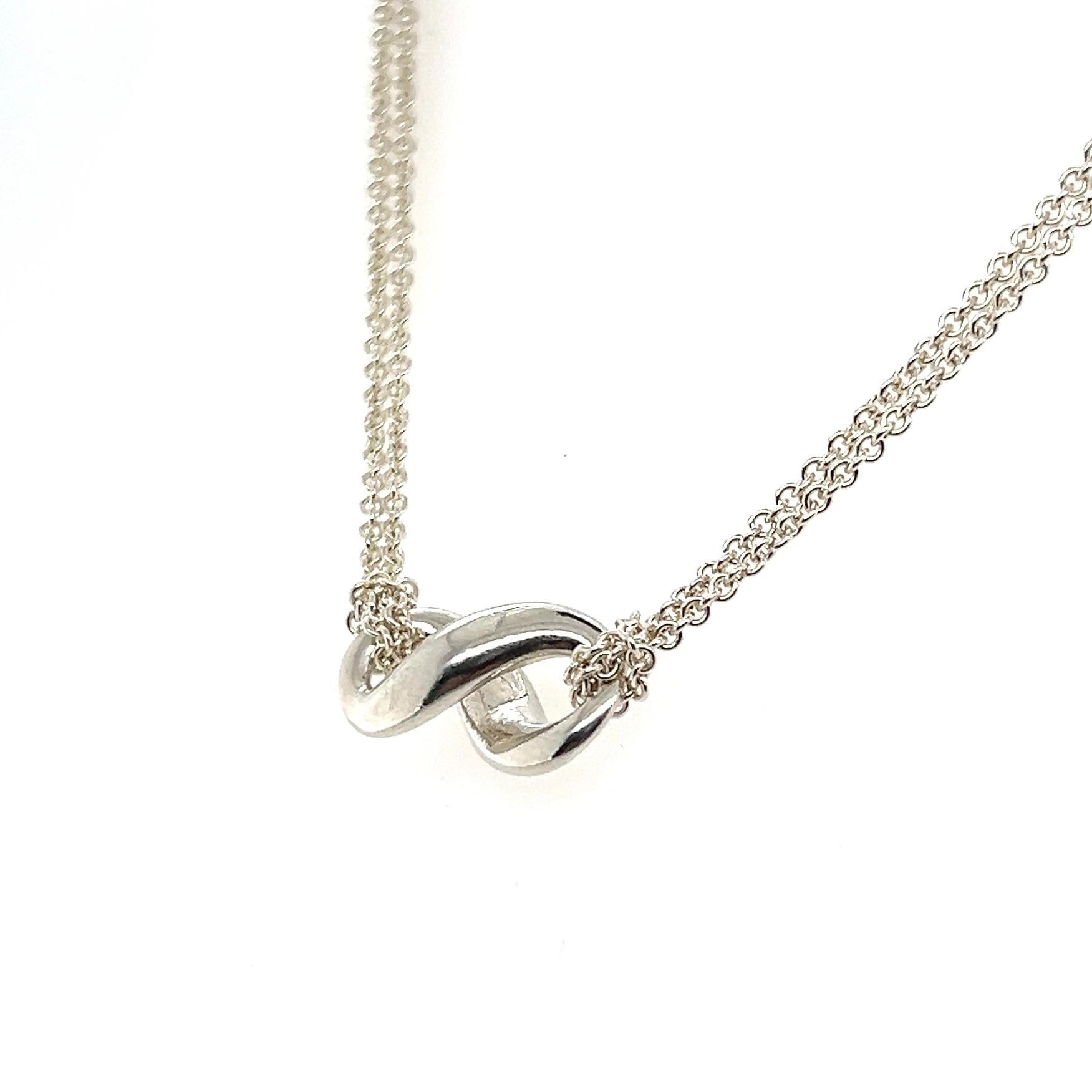 Tiffany & Co. Sterling Silver Infinity Necklace In Good Condition In Towson, MD