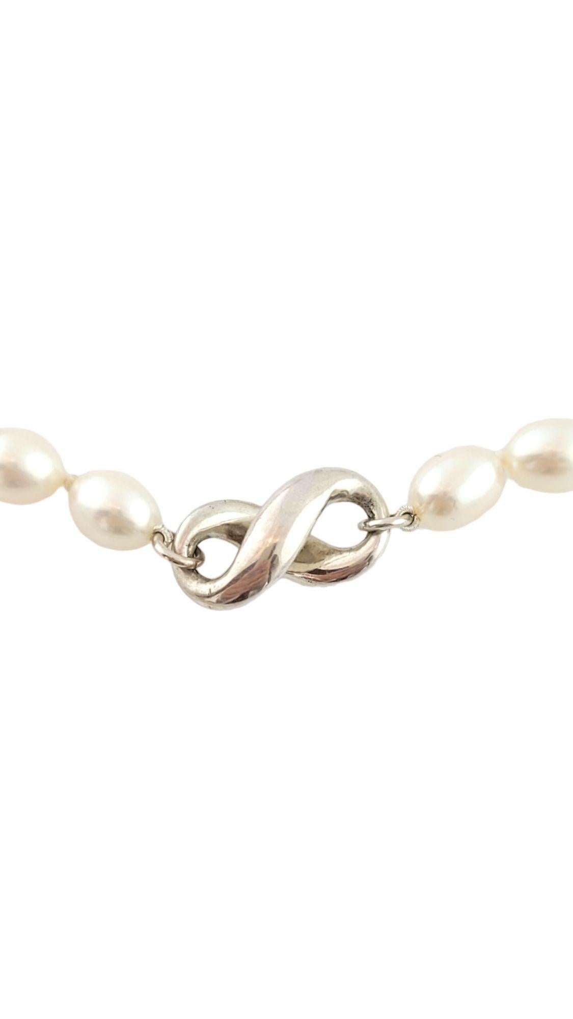 Oval Cut Tiffany & Co. Sterling Silver Infinity Pearl Figure 8 Necklace #14734