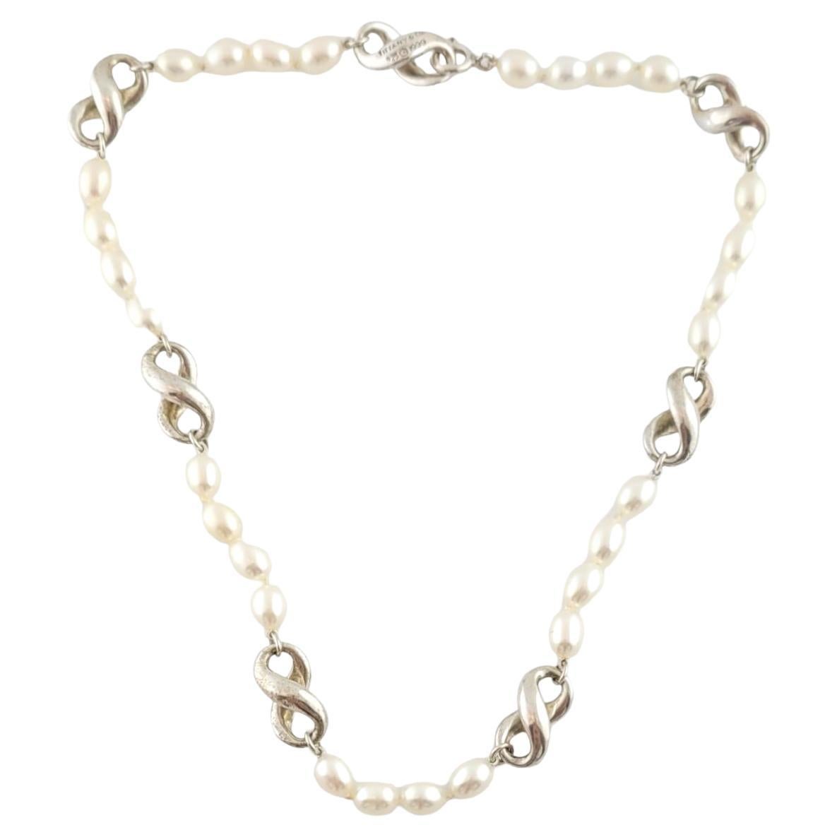 Tiffany & Co. Sterling Silver Infinity Pearl Figure 8 Necklace #14734