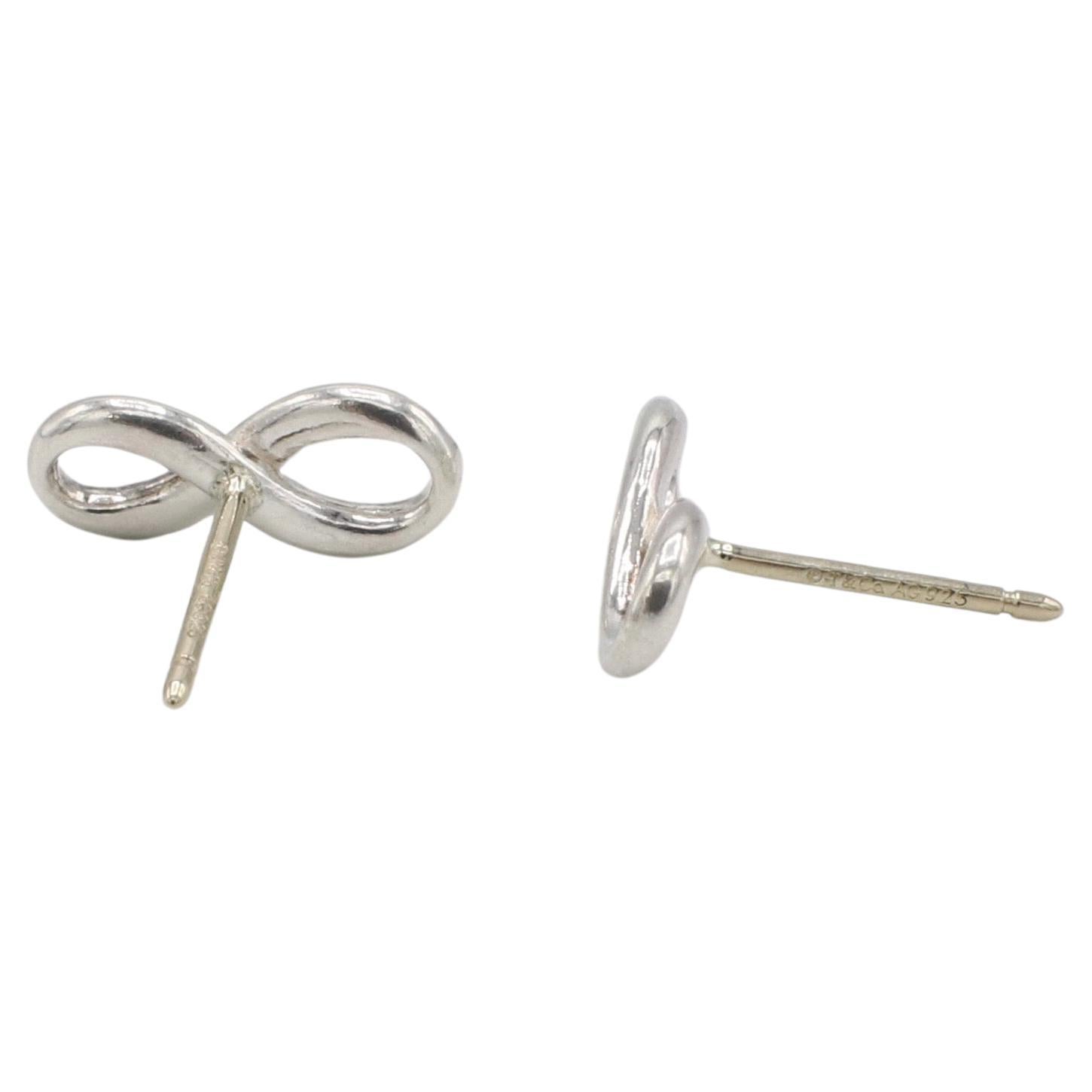 Modern Tiffany & Co. Sterling Silver Infinity Stud Earrings 