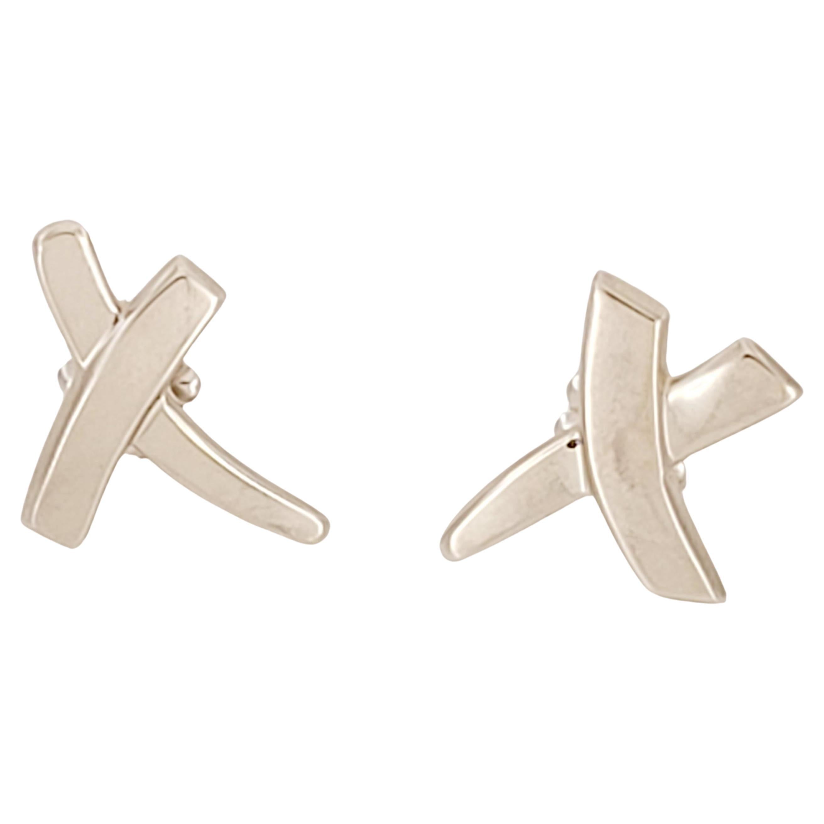 Tiffany & Co. Sterling Silver Kiss Cross Women's  Earrings 925 For Sale