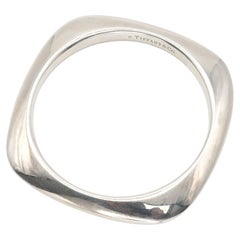 Tiffany & Co. Sterling Silver Knife Edge Square Cushion Bangle