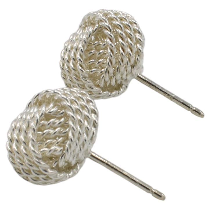 Moderno Tiffany & Co. Sterling Silver Knot Rope Stud Earrings in vendita