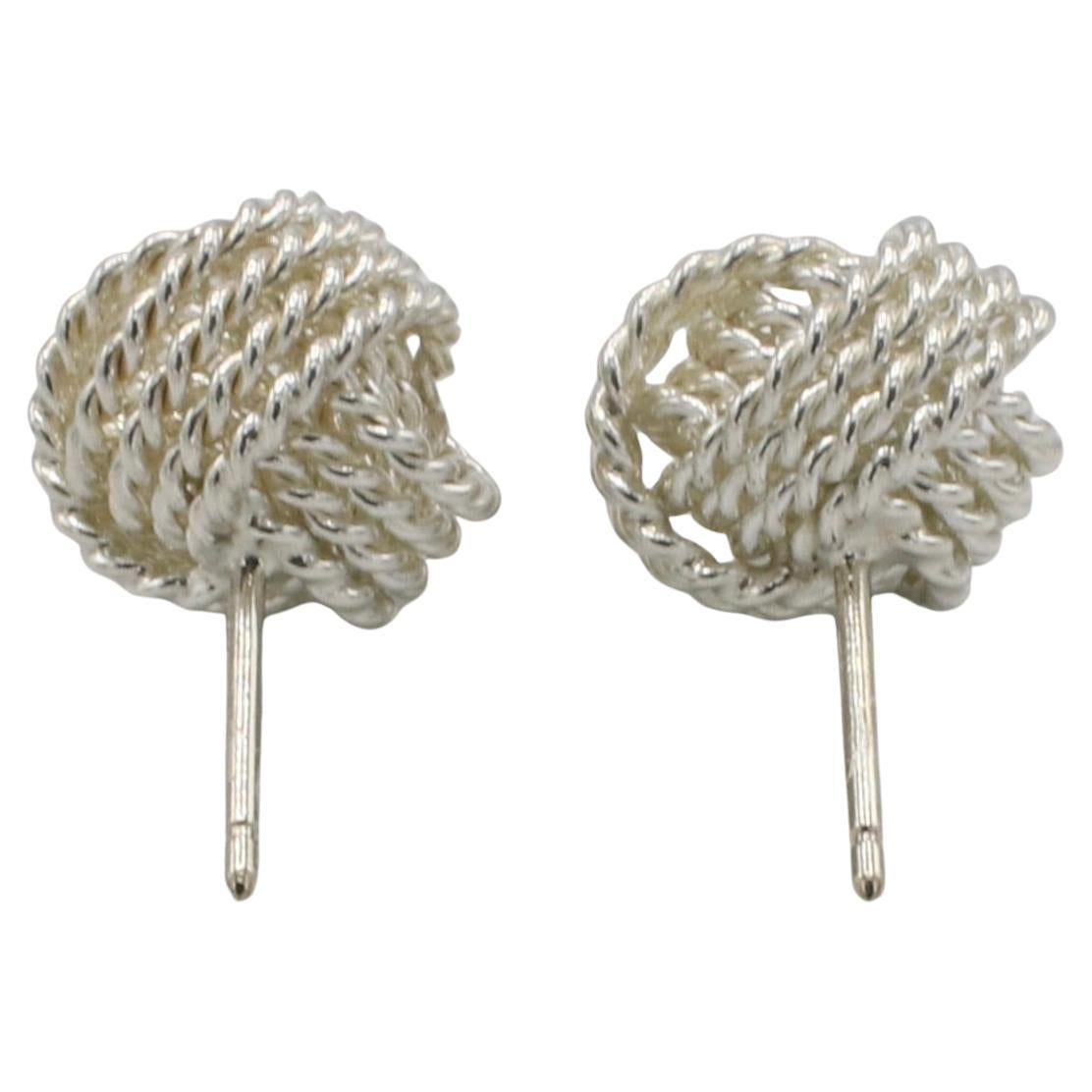 Tiffany & Co. Sterling Silver Knot Rope Stud Earrings In condizioni ottime in vendita a  Baltimore, MD