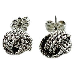  Tiffany & Co Sterling Silver Knot Stud Earrings #15418