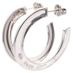 Tiffany & Co. Sterling Silver Large 1837 Flat Hoop Earrings Medium