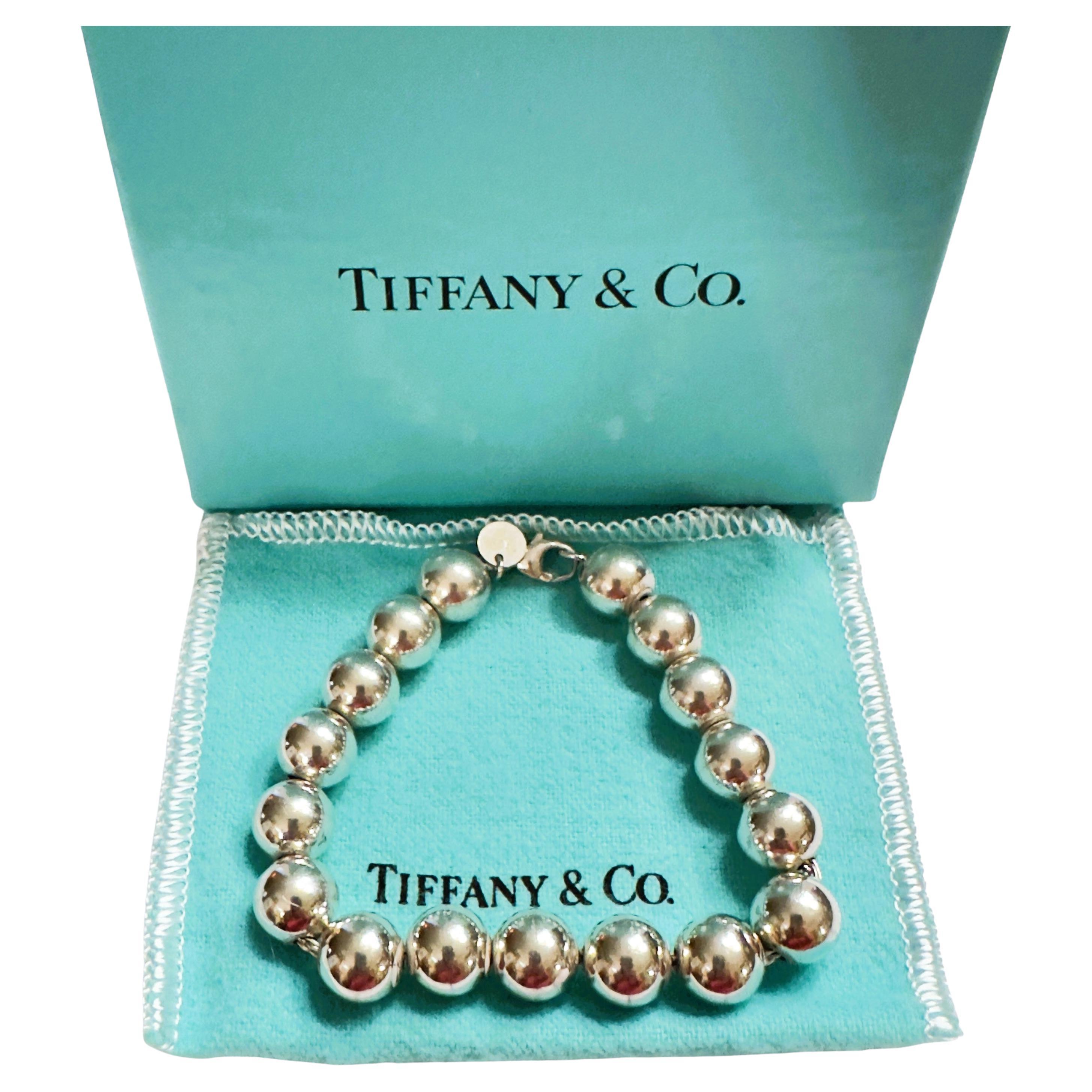 Tiffany and Co Sterling Silver Large Bead Bracelet 7.25 Inches For Sale at 1stDibs