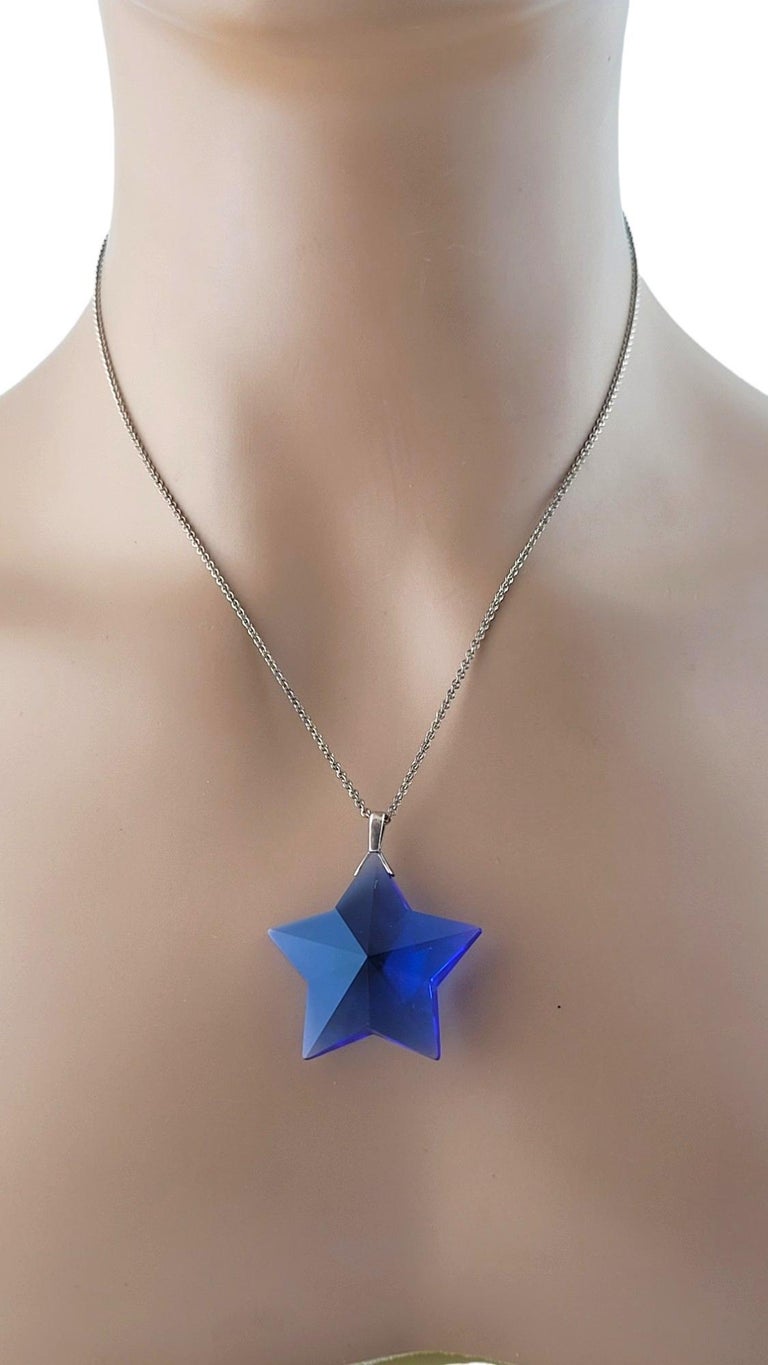 Tiffany and Co Sterling Silver Large Blue Crystal Star Necklace