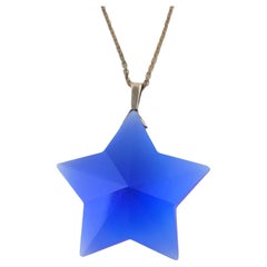 Tiffany & Co, grand collier étoile en argent sterling et cristal bleu #17401