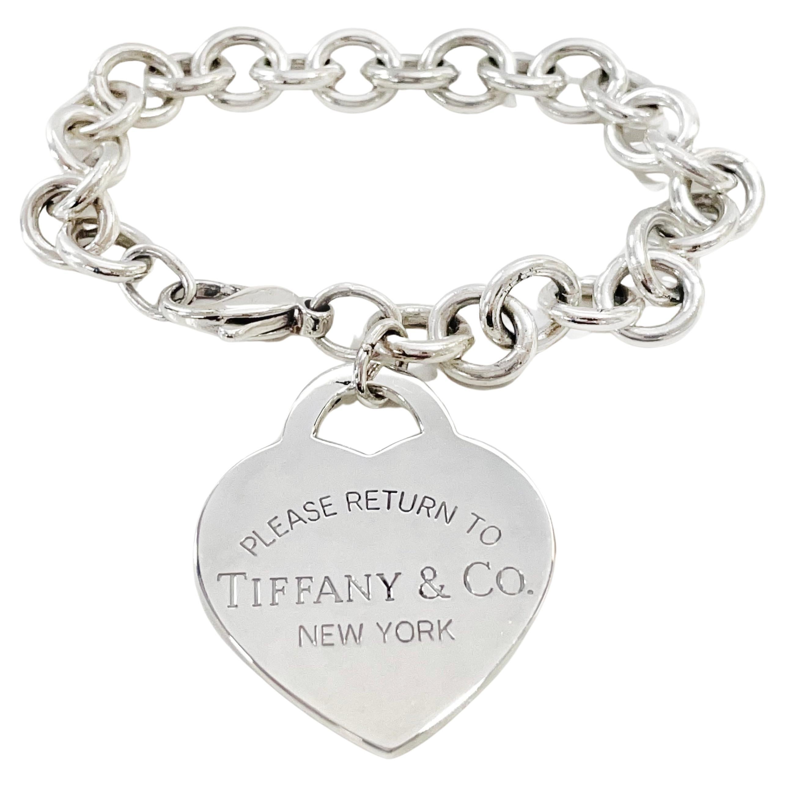 Tiffany & Co. Sterling Silver Large Heart Bracelet For Sale