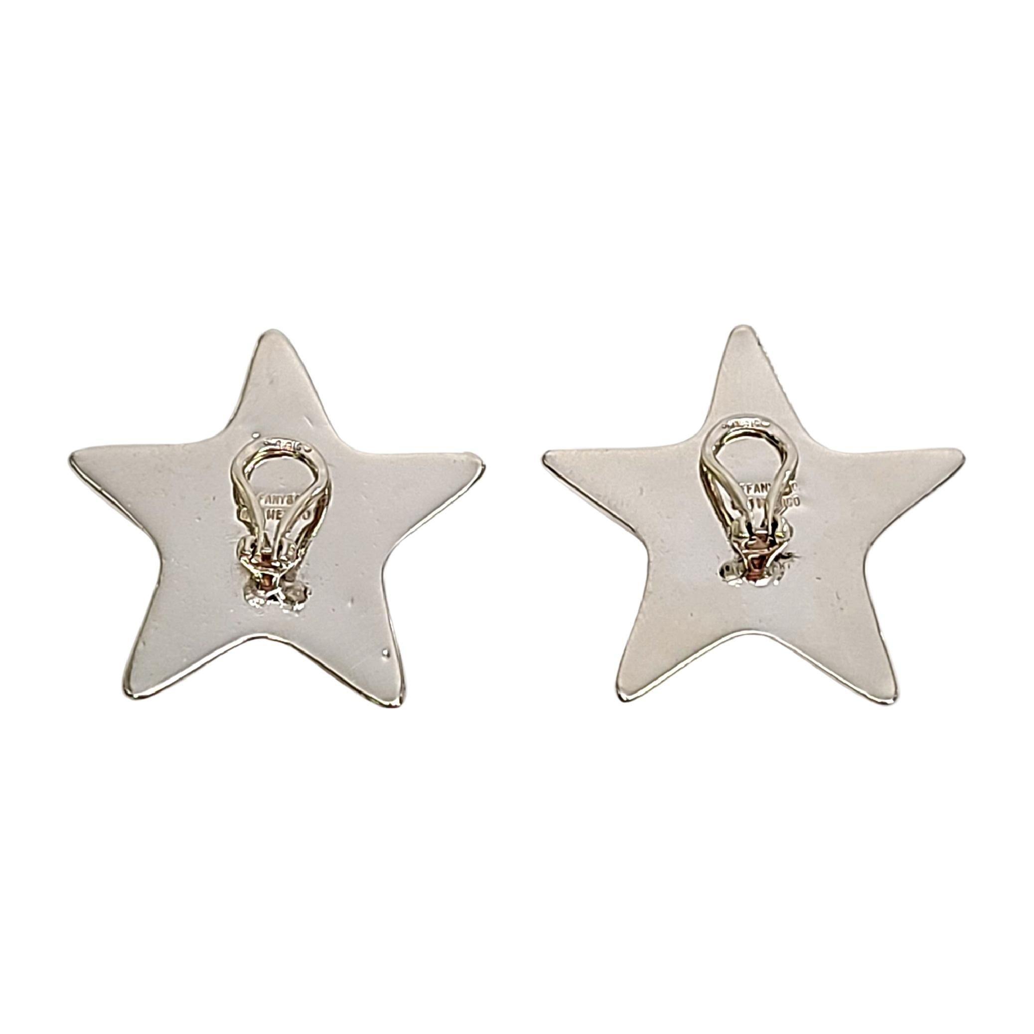 Tiffany & Co sterling silver puffy star clip-on earrings.

Authentic Tiffany clip-on earrings that make a statement with their bold design. Tiffany box and pouch are not included.

Measures approx 1 3/8