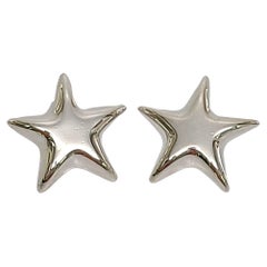 Tiffany & Co Sterling Silver Large Puffy Star Clip-On Earrings