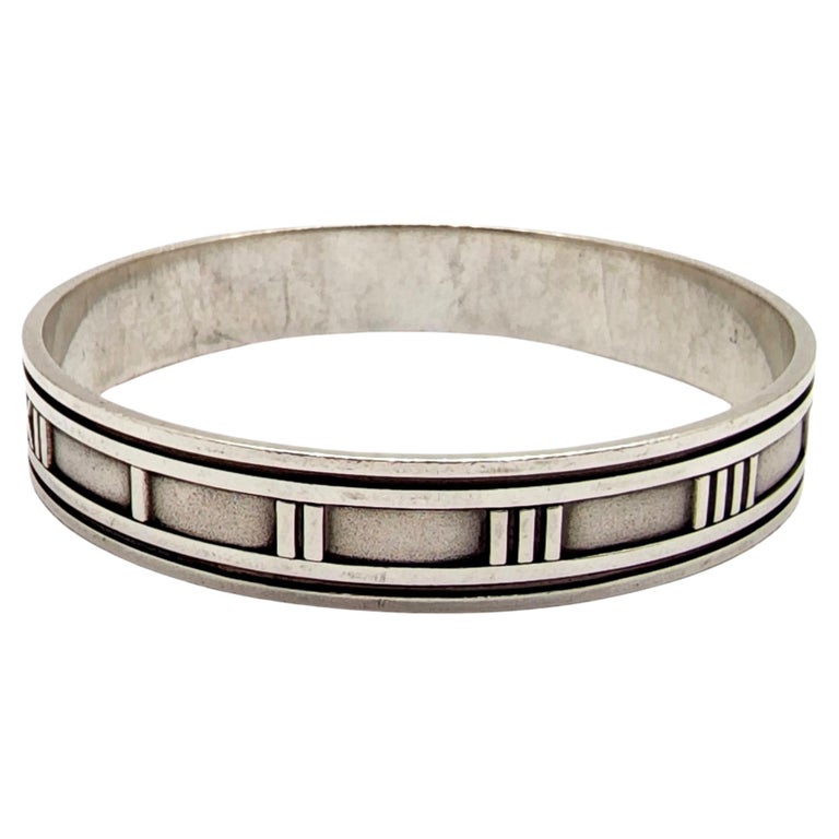 Tiffany and Co Sterling Silver Large Wide Atlas Roman Numeral Bangle