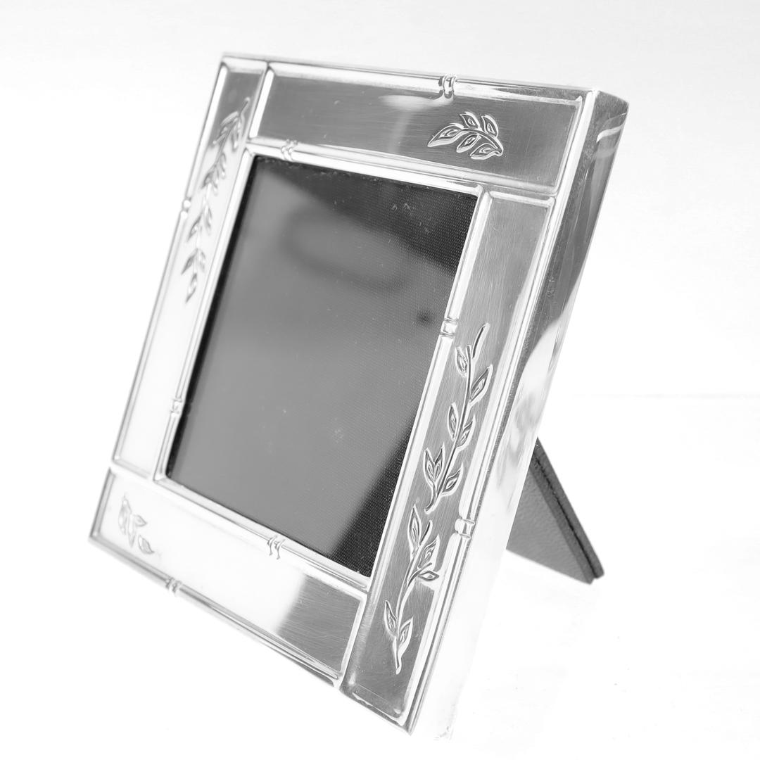 Tiffany & Co. Sterling Silver Leaf Design Square Picture Frame In Good Condition For Sale In Philadelphia, PA