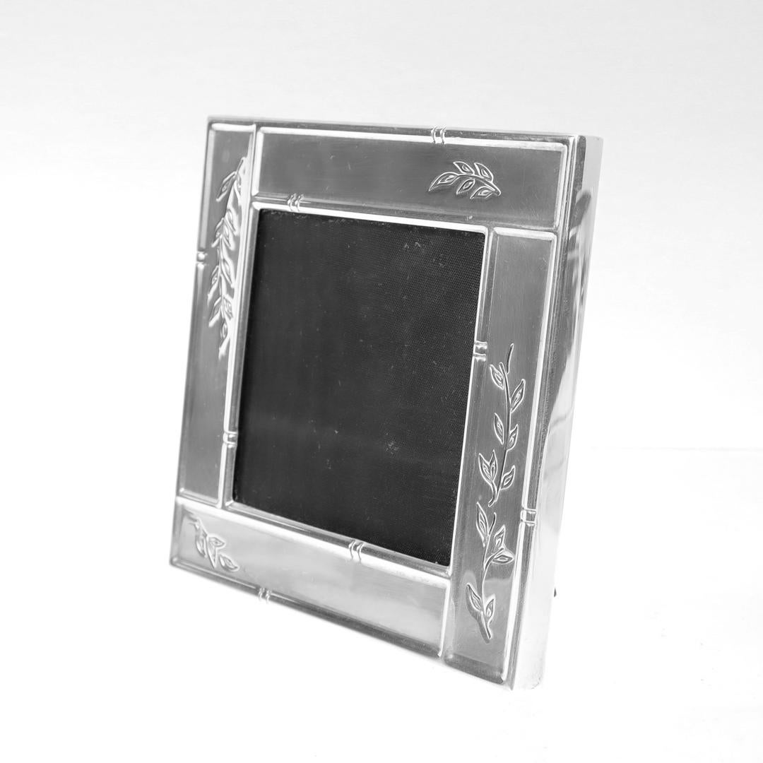 Women's or Men's Tiffany & Co. Sterling Silver Leaf Design Square Picture Frame For Sale