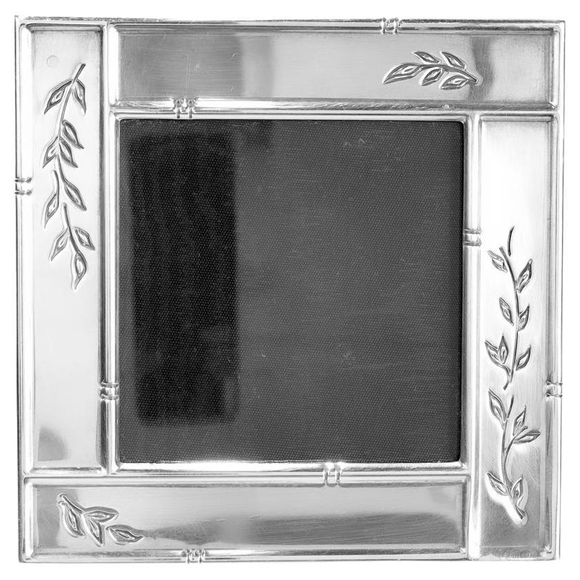 Tiffany & Co. Sterling Silver Leaf Design Square Picture Frame For Sale