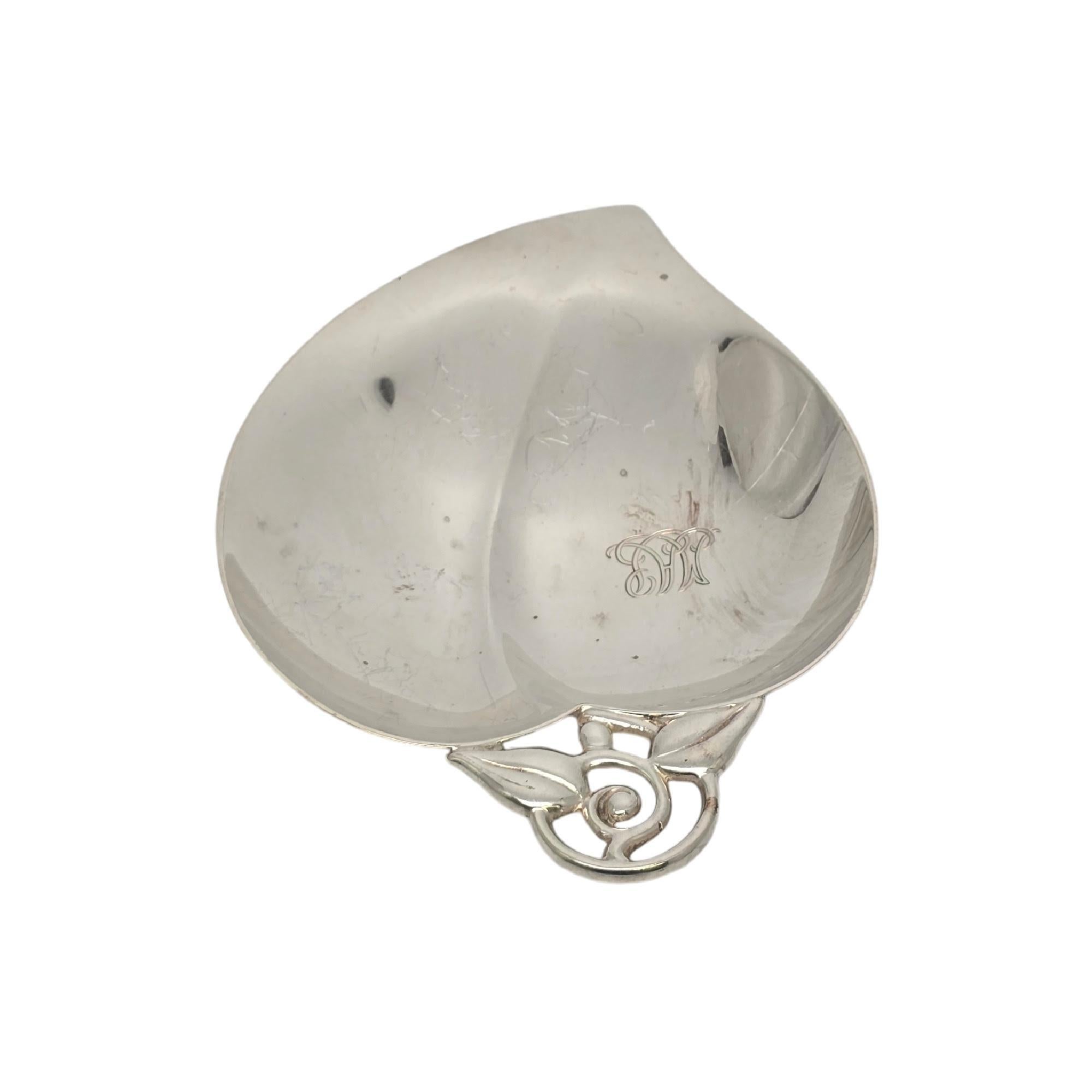 Tiffany & Co Sterling Silver Leaf Dish/Bowl 22885 w/Monogram #19273 In Good Condition For Sale In Washington Depot, CT