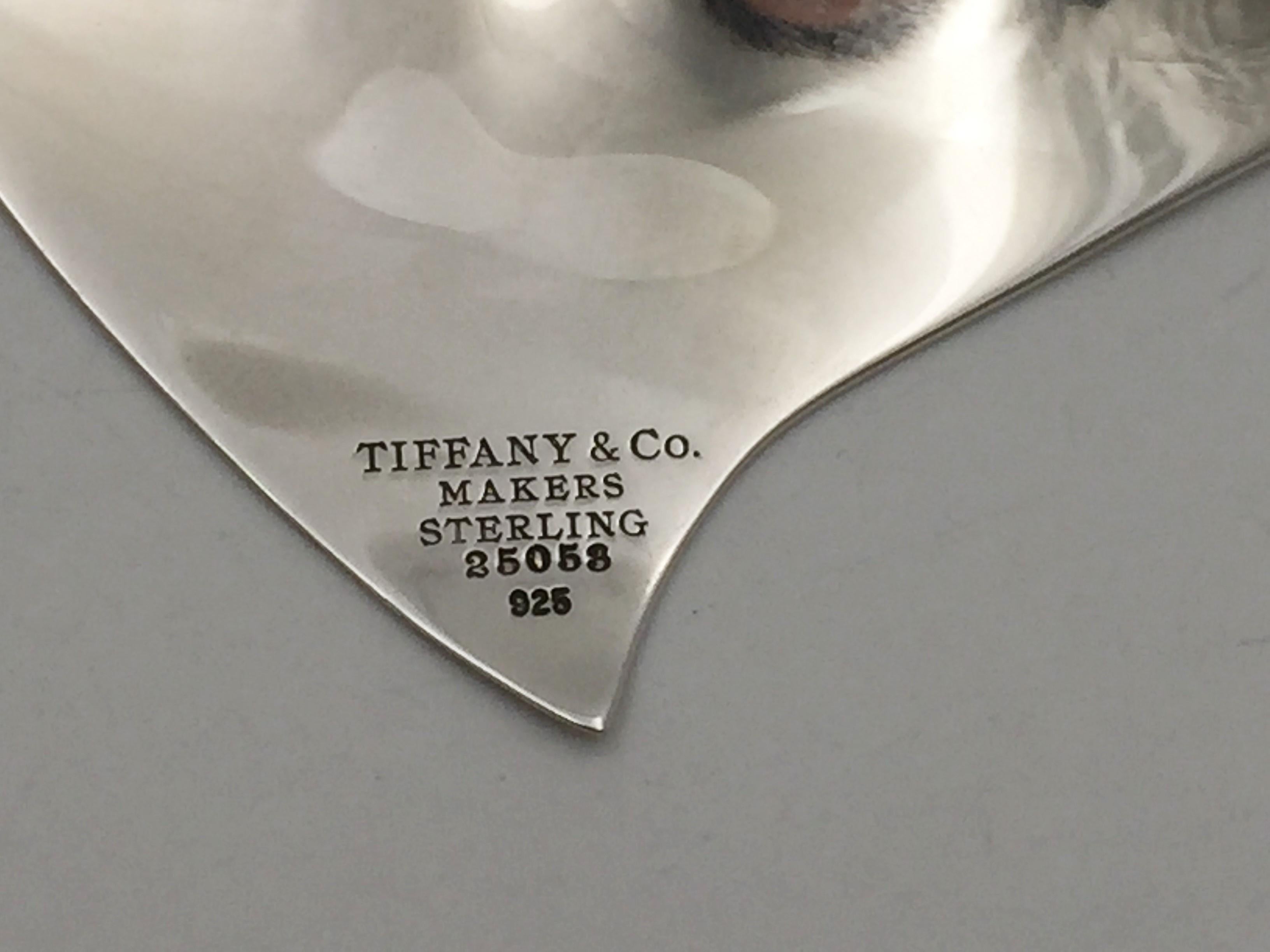 Mid-20th Century Tiffany & Co. Sterling Silver Leaf-Shaped Dish in Mid-Century Modern Style