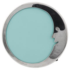 Tiffany & Co. Sterling Silver Leather Crescent Moon Round Picture Frame