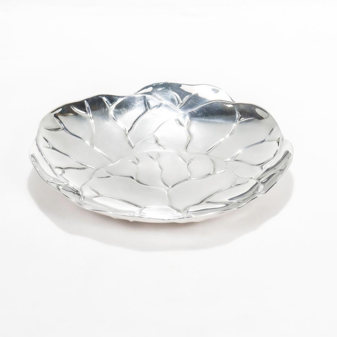 Modern Tiffany & Co. Sterling Silver Lettuce or Cabbage Leaf Plate or Dish For Sale