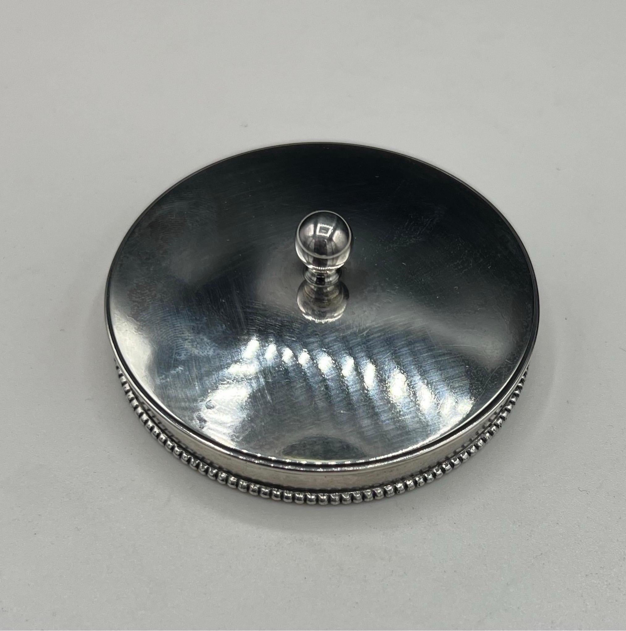Tiffany & Co. Sterling Silver Lidded Coaster In Good Condition For Sale In Huntington, NY