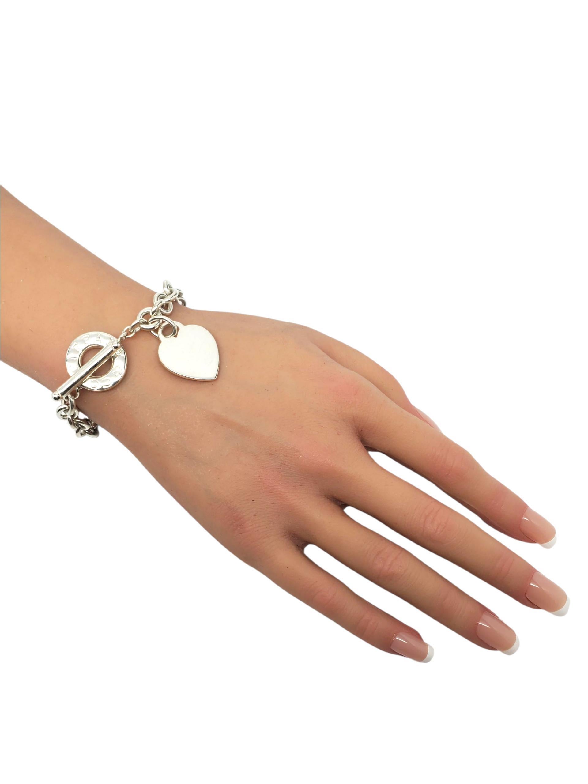 Tiffany & Co. Sterling Silver Link Heart Tag Toggle Bracelet #22597 en venta 6