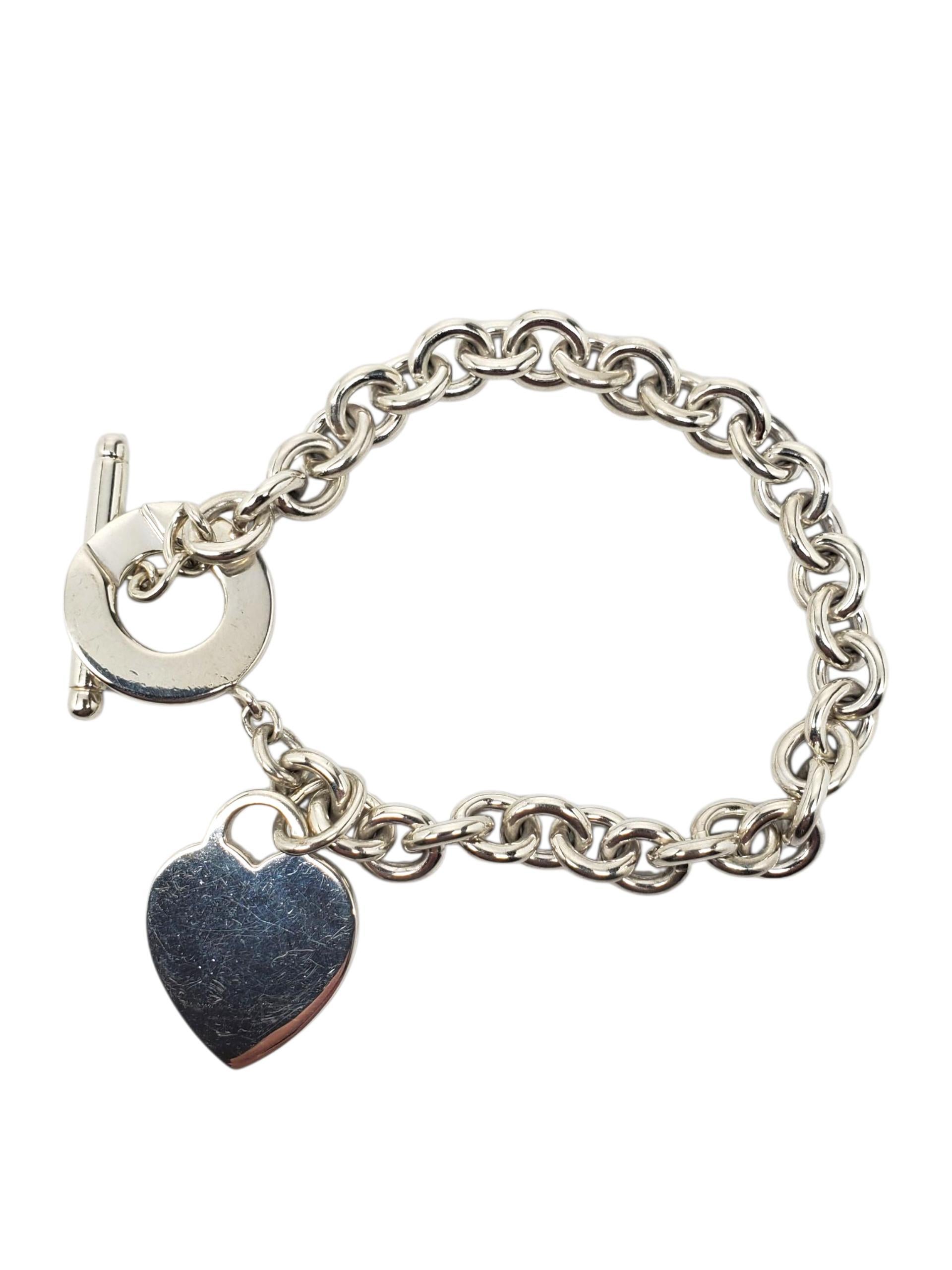 Tiffany & Co. Sterling Silver Link Heart Tag Toggle Bracelet #22597 en venta 1