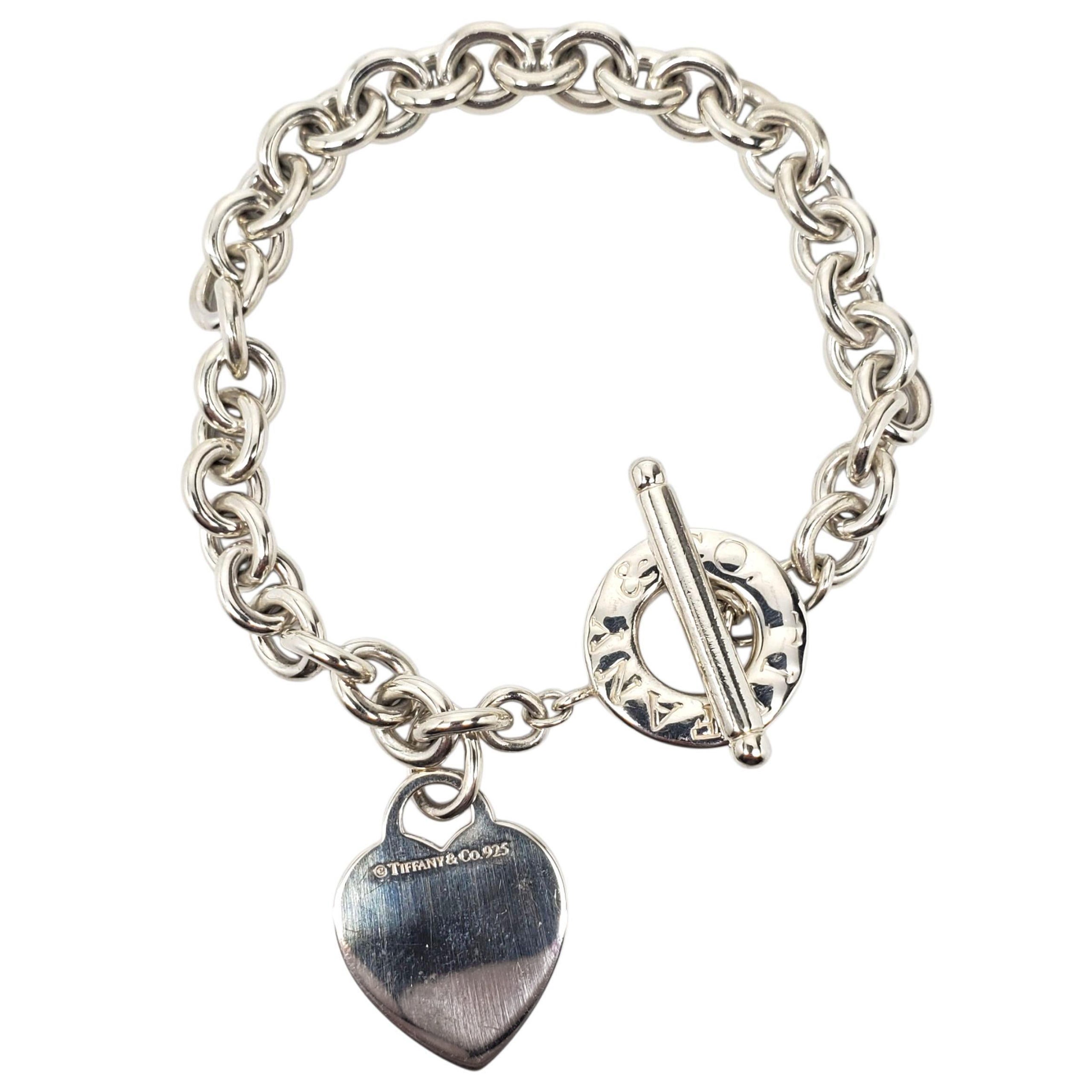 Tiffany & Co. Sterling Silver Link Heart Tag Toggle Bracelet #22597 en venta