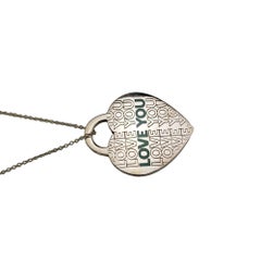 Tiffany & Co. Sterling Silver "Love You" Heart Pendant Necklace Box #17084