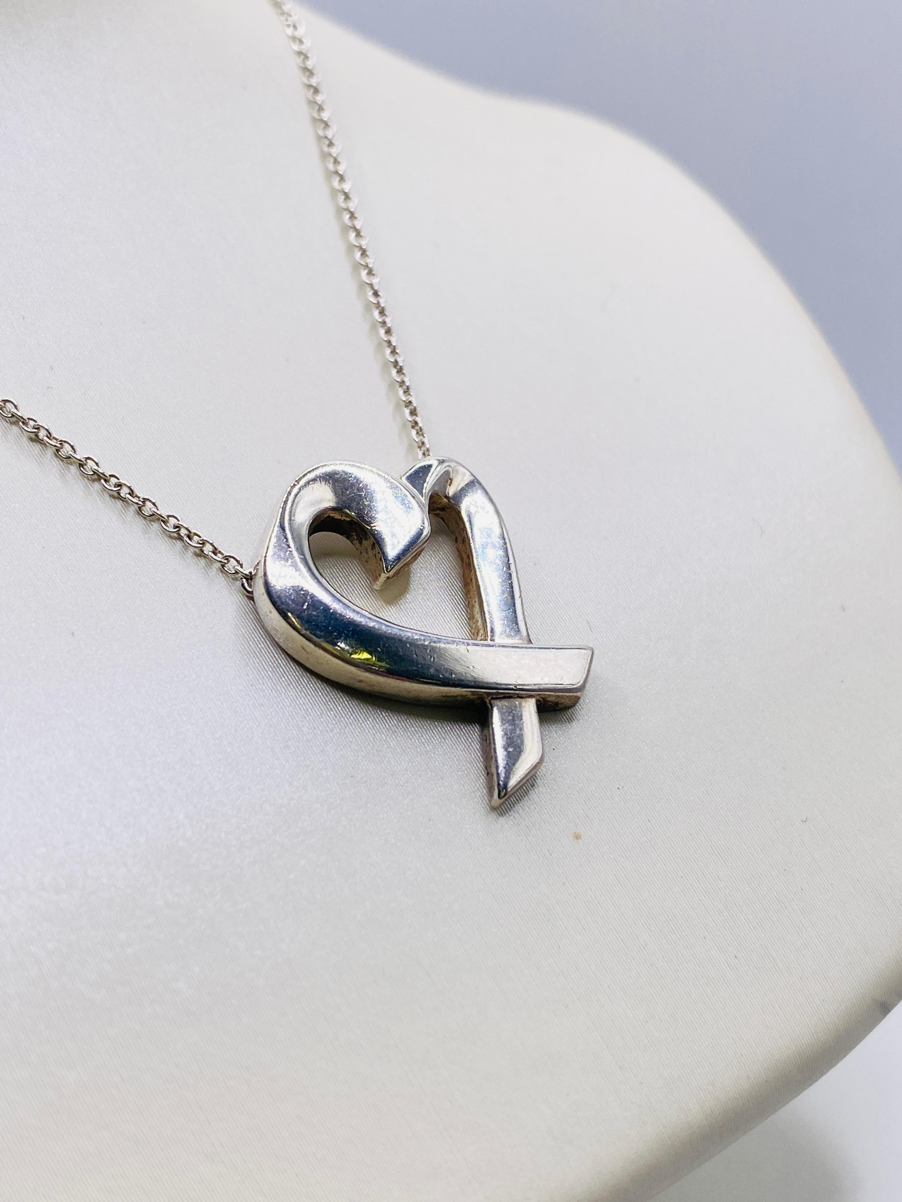 Women's or Men's Tiffany & Co Sterling Silver Loving Heart Pendant Necklace