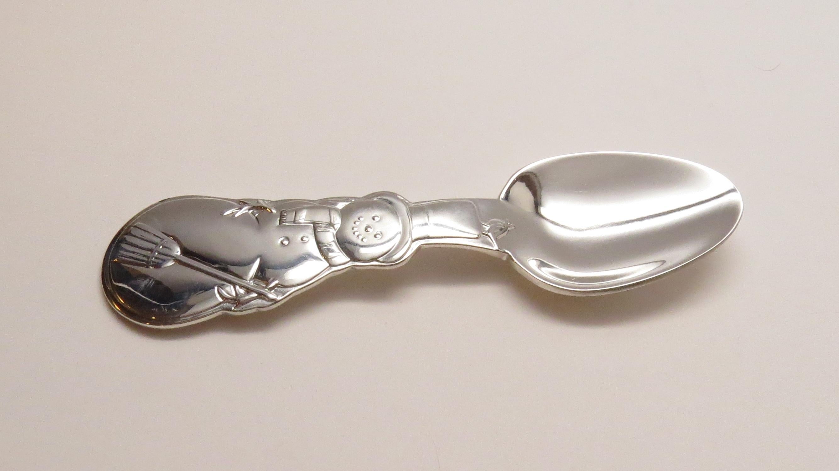 American Tiffany & Co. Sterling Silver Makers Snowman Youth Spoon