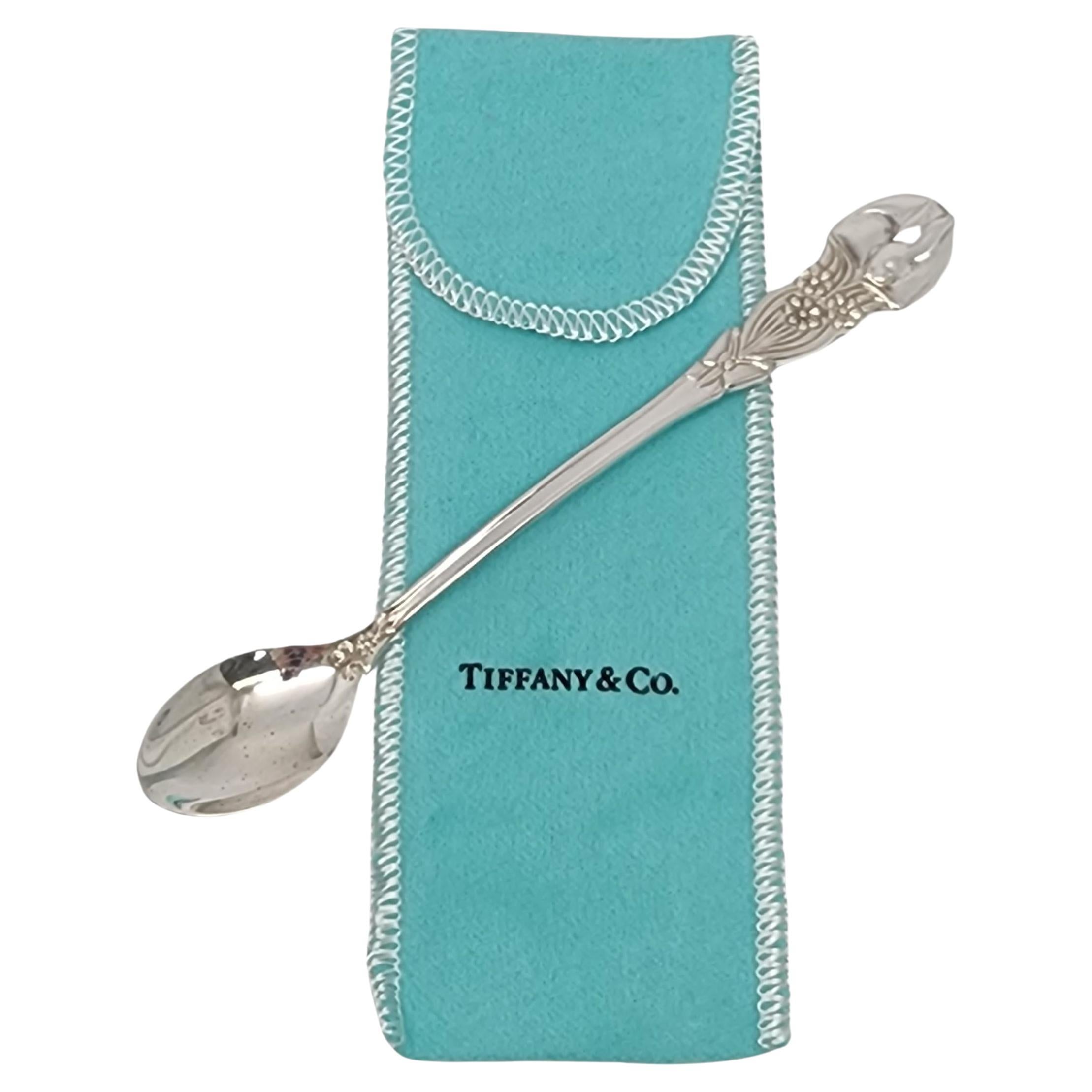 Tiffany & Co Sterling Silver Meadows Bunny Rabbit Baby Spoon with Pouch #16857 For Sale