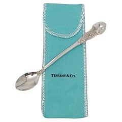 Retro Tiffany & Co Sterling Silver Meadows Bunny Rabbit Baby Spoon with Pouch #16857