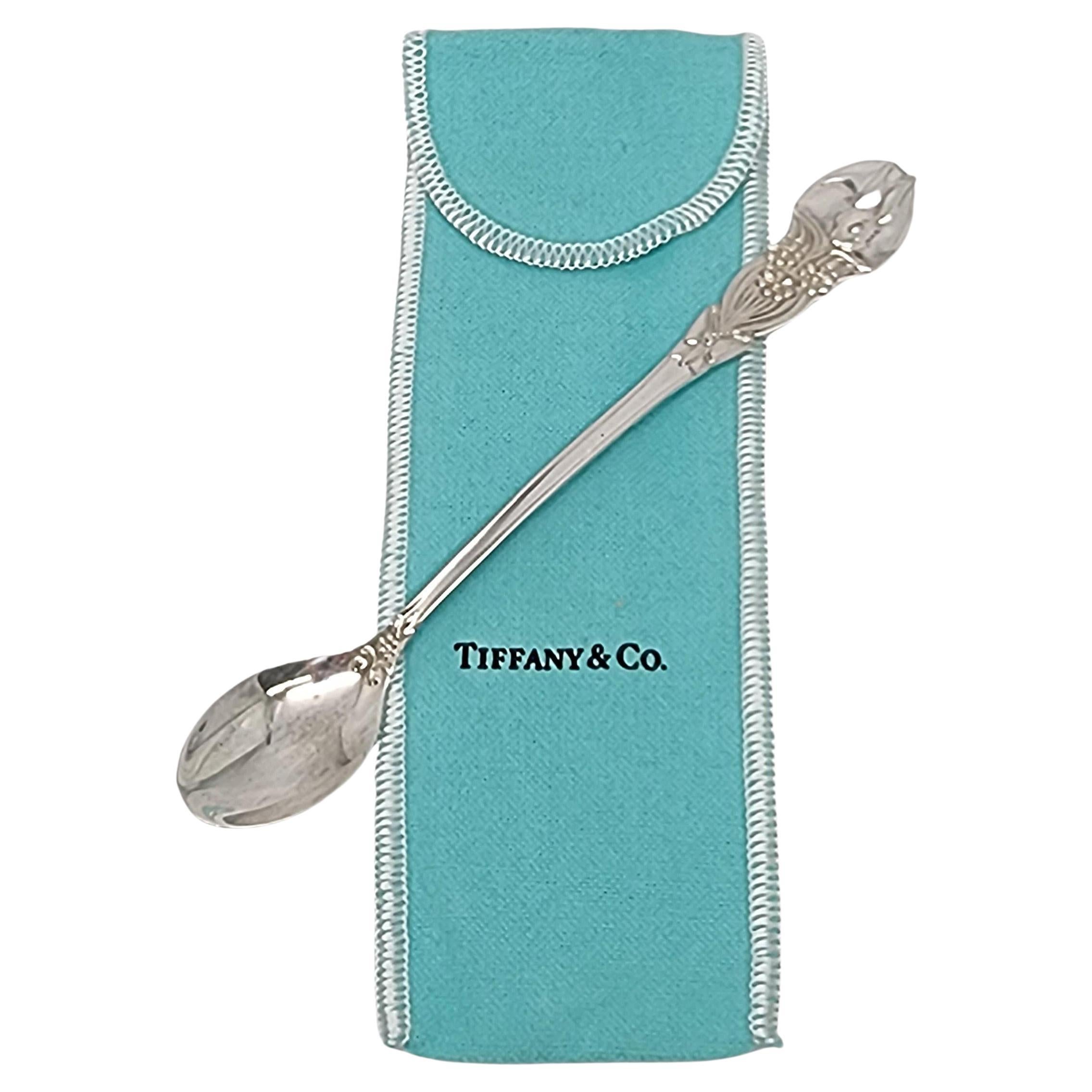 Tiffany & Co Sterling Silver Meadows Bunny Rabbit Baby Spoon with Pouch #16858 For Sale