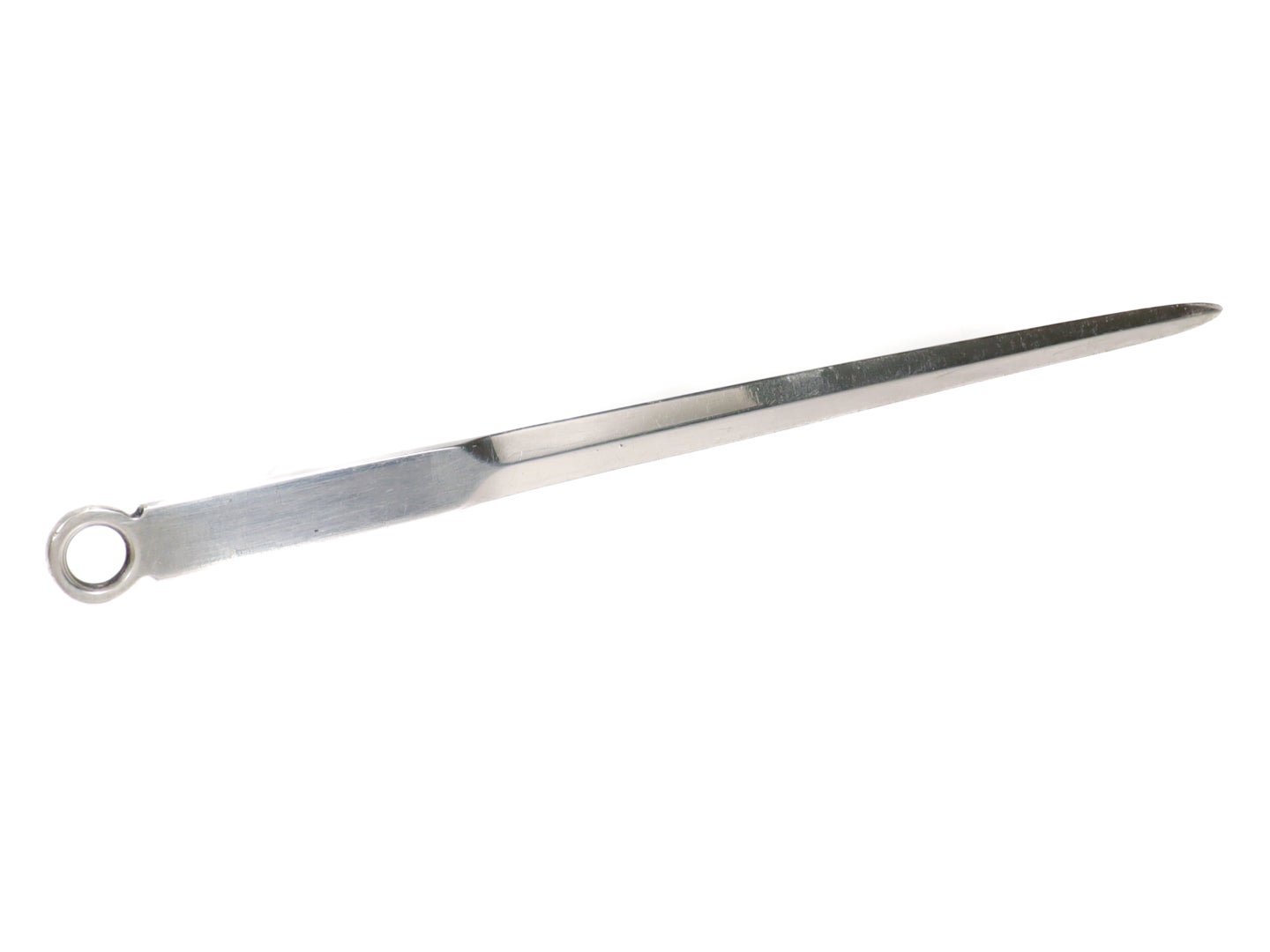 A fine and rare meat skewer that doubles beautifully as a letter opener.

By Tiffany & Co.

In sterling silver.

Marked to the side for Tiffany & Co. / Maker's / Sterling.

Simply wonderful Tiffany design!

Date:
20th Century

Overall Condition:
It