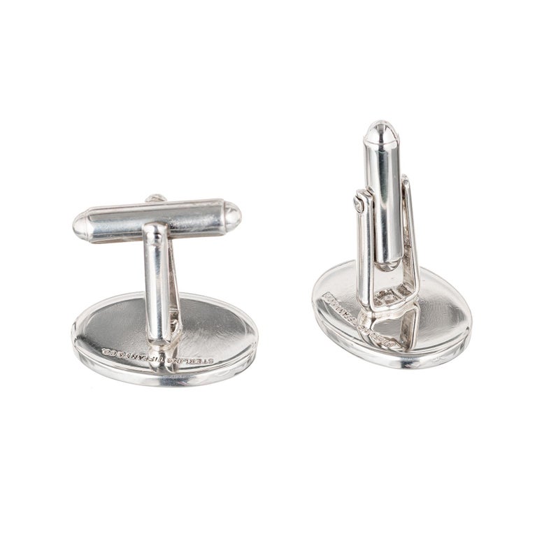 Tiffany and Co. Sterling Silver Men’s Oval Cufflinks at 1stdibs