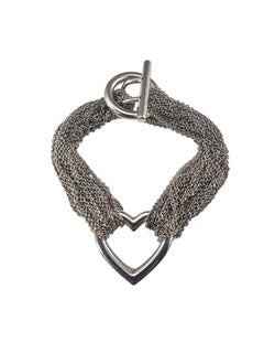 Tiffany & Co. Sterling Silver Mesh Heart Toggle Bracelet w/Pouch #24722