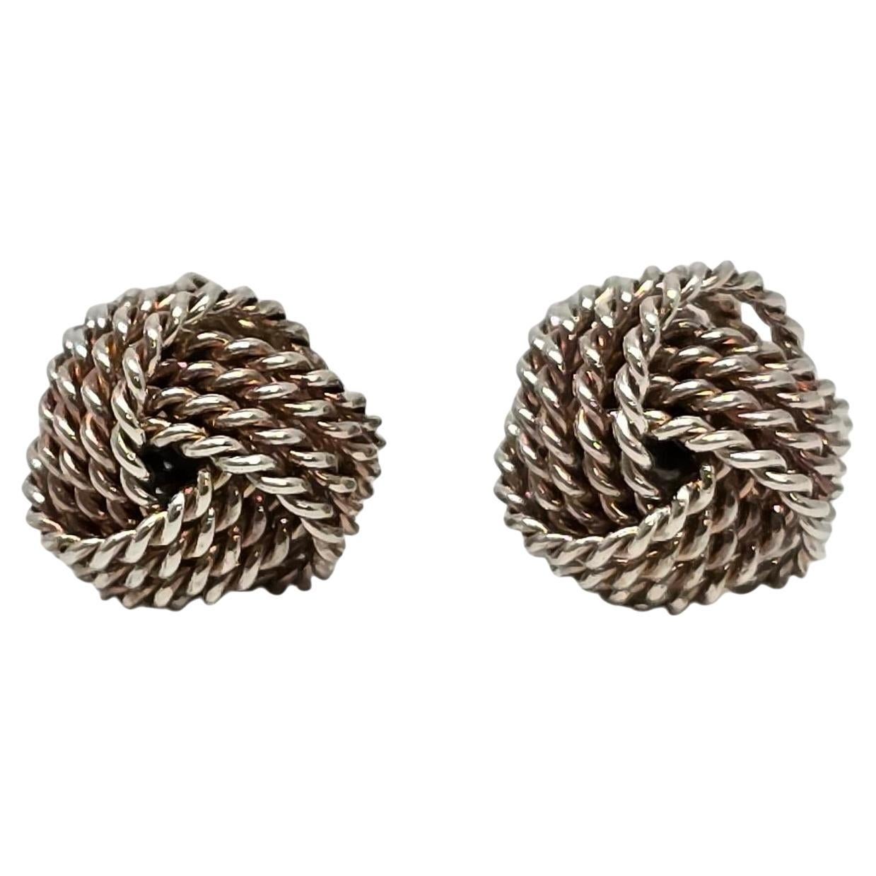 Tiffany & Co Sterlingsilber Mesh Knot-Ohrringe #20143