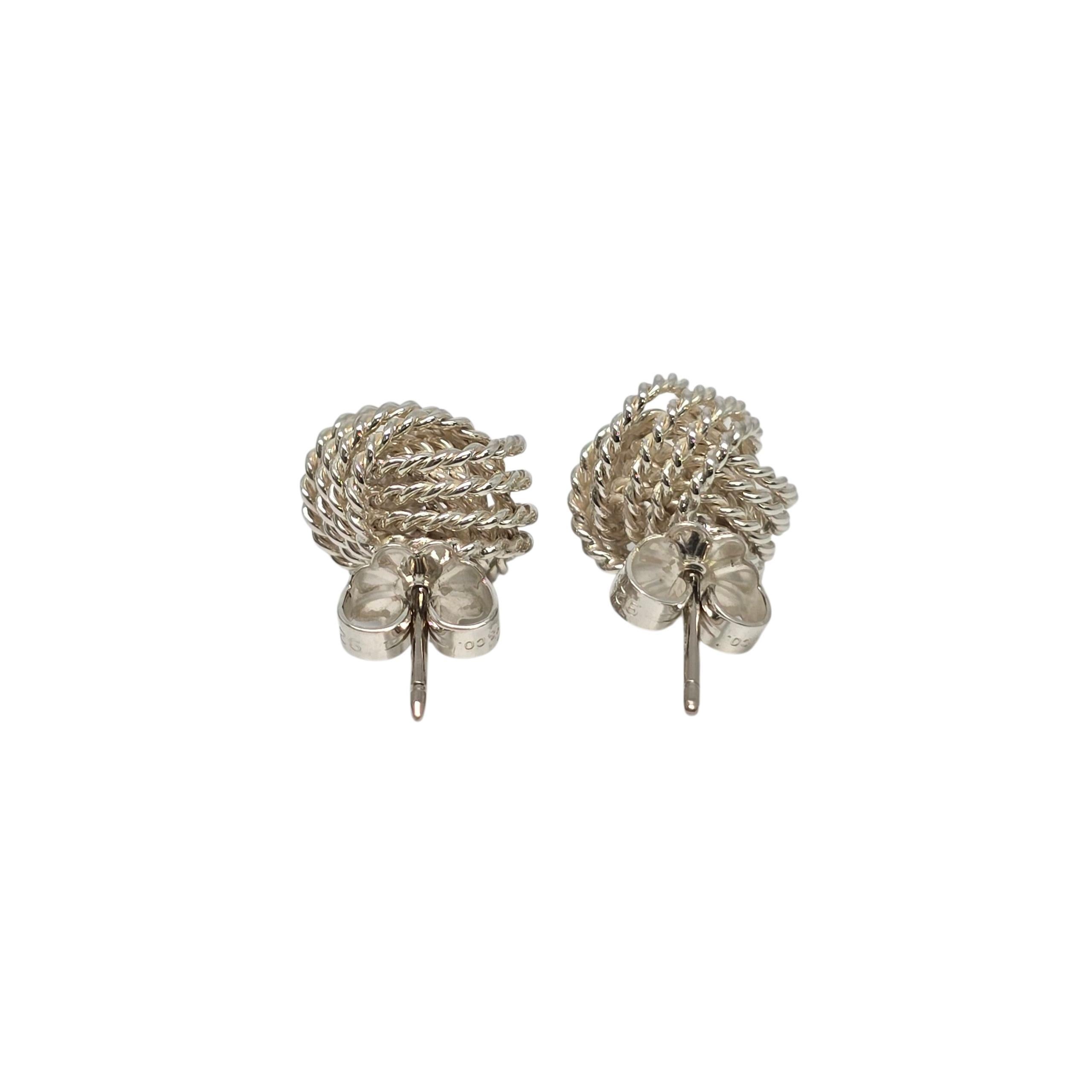 Tiffany & Co Sterling Silver Mesh Knot Earrings #22275 In Good Condition For Sale In Washington Depot, CT