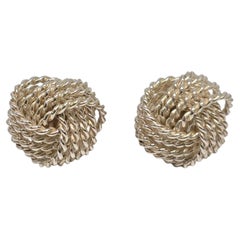 Tiffany & Co Sterling Silver Mesh Knot Earrings #22275