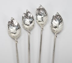 Tiffany & Co. Pajitas de plata de ley de mediados de siglo para té helado Highball Spoon