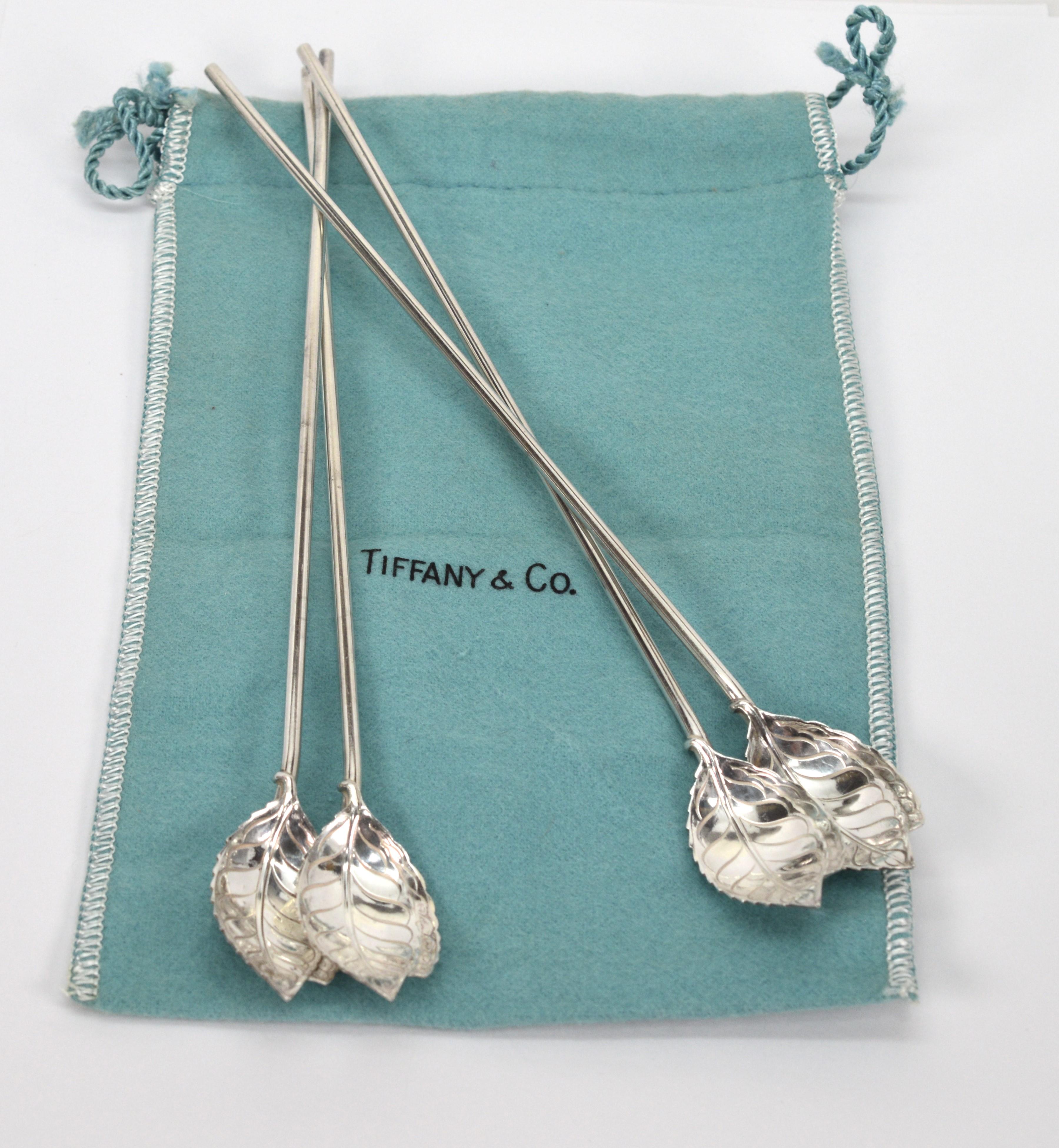 Tiffany & Co. Sterling Silver Mid-Century Iced Tea Highball Spoon Straws For Sale 1