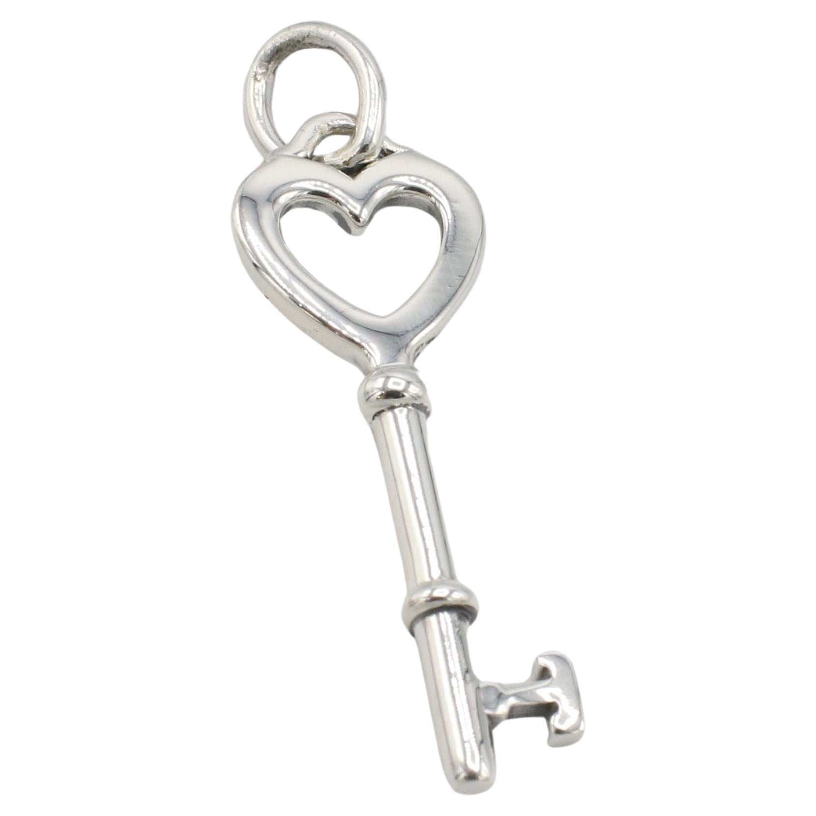 Tiffany & Co. Sterling Silver Mini Heart Key Pendant  In Excellent Condition In  Baltimore, MD