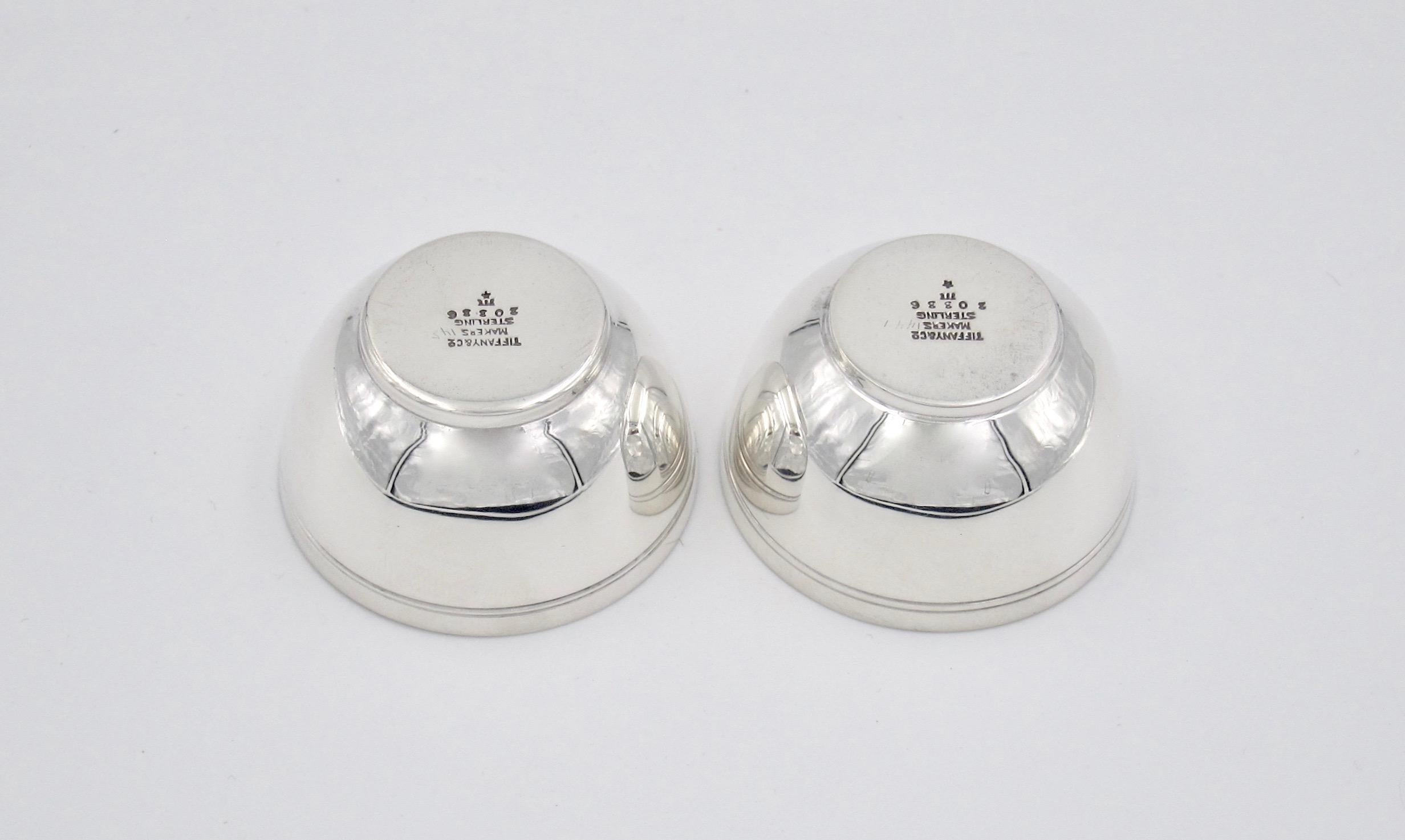 American Tiffany & Co. Sterling Silver Miniature Bowls or Salt Cellar Pair from 1924