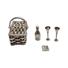 Tiffany & Co Sterling Silver Miniature Picknick Champagner Käse Set #15961